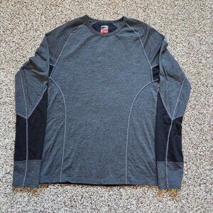 Icebreaker Merino Wool Bodyfit Base Layer Long Sleeve Shirt Men Sz Lg Gray Black